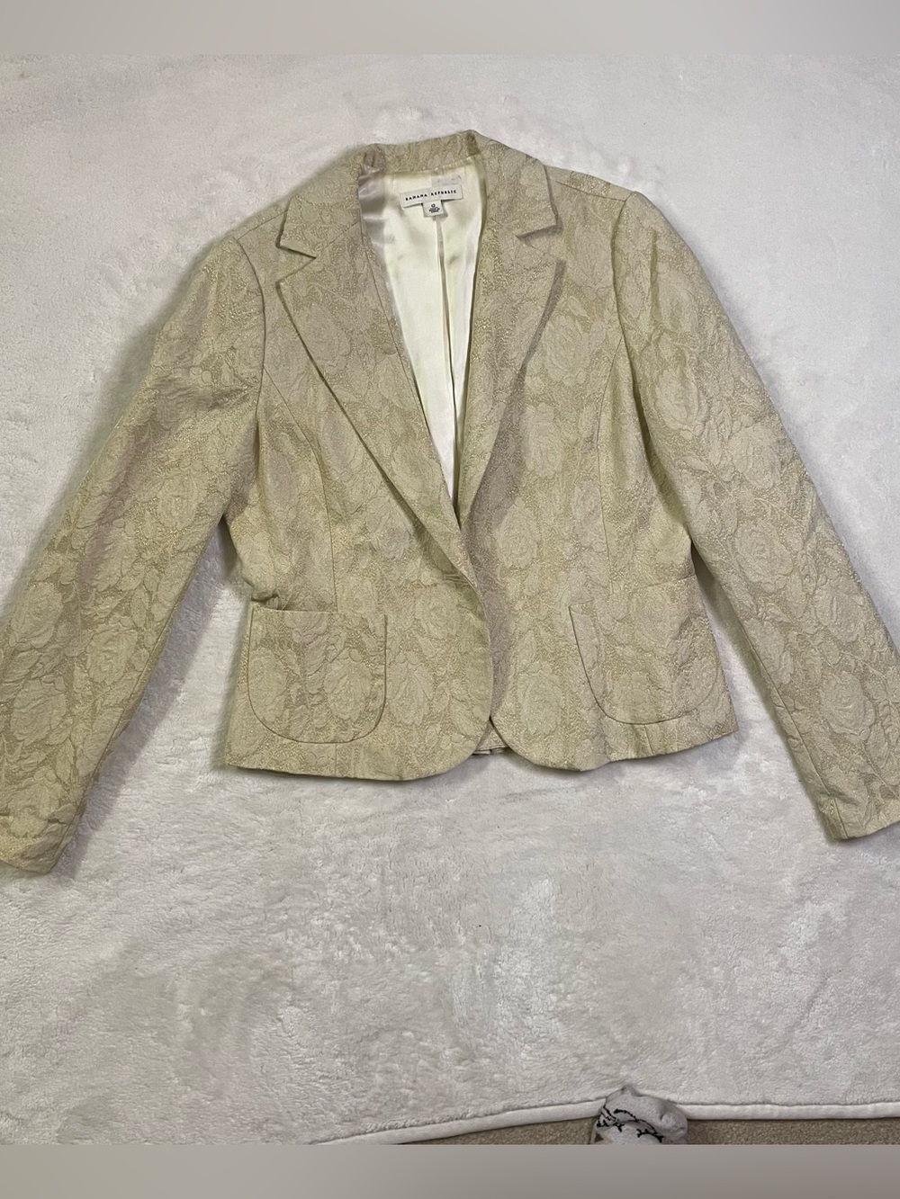 Banana Republic Gold Wool Blend Blazer *damaged* size 12 - Picture 1 of 16